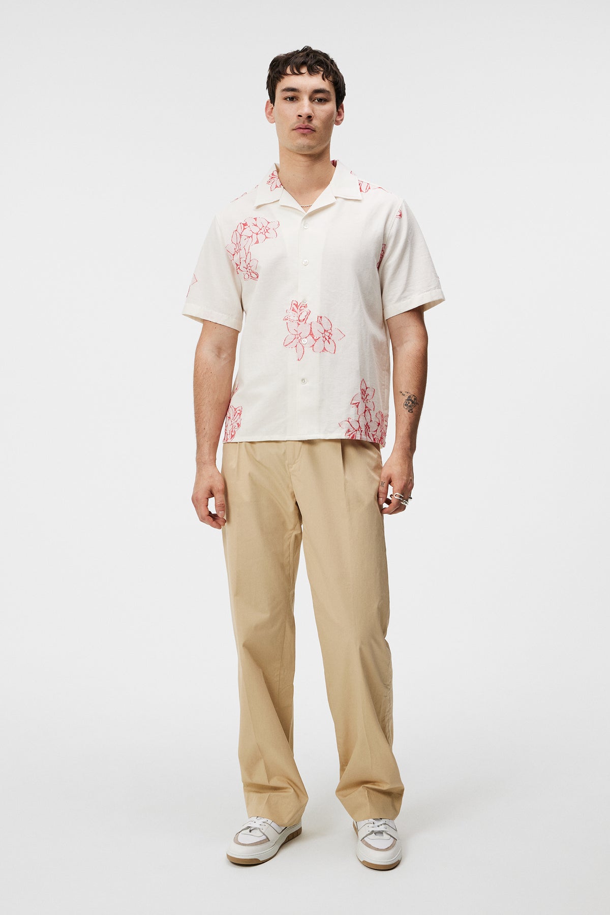 Donso Fil Coupe Floral Shirt / Cloud White