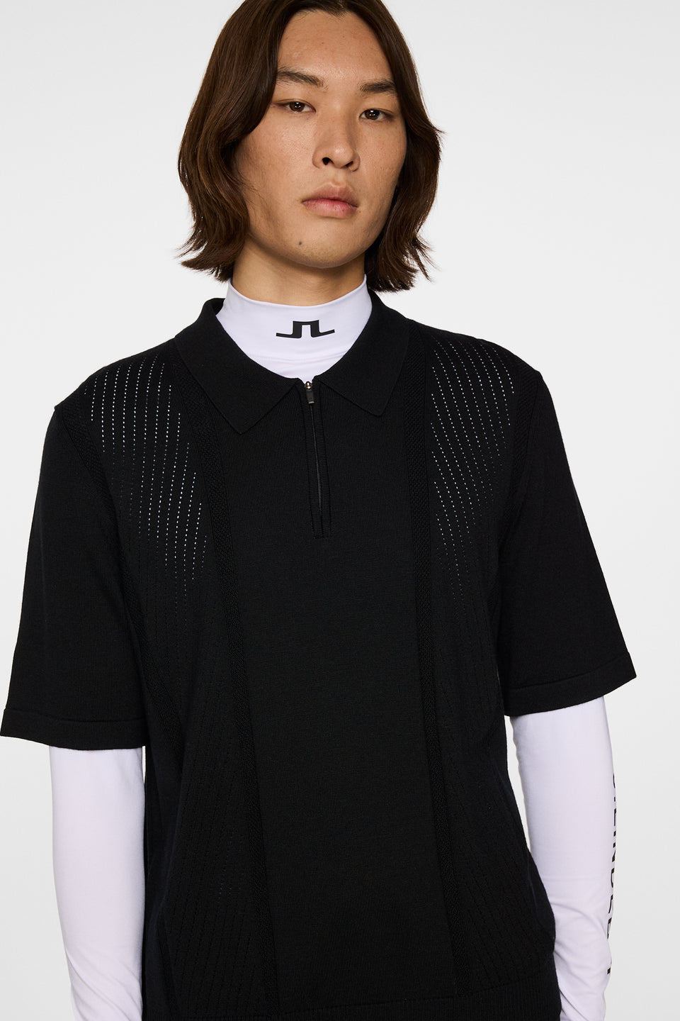 Remy Structure Zip Knit Polo / Black