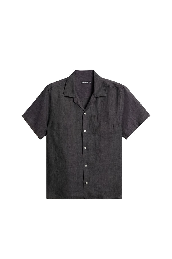 Elio Linen Melange Shirt / Black