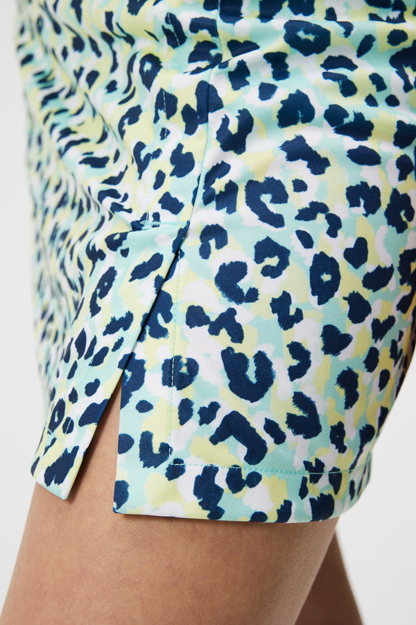 Amelie Mid Print Skirt / Leopard Aruba Blue