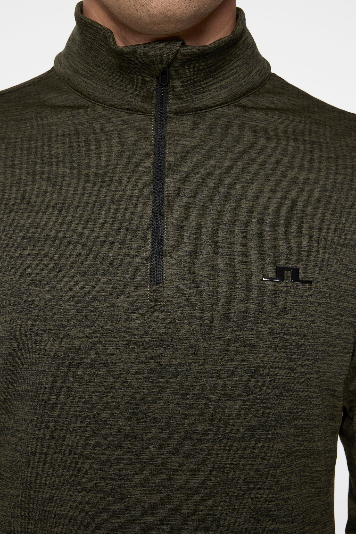 Destry Quarter Zip Mid Layer / Black and Forest Green Melange – J
