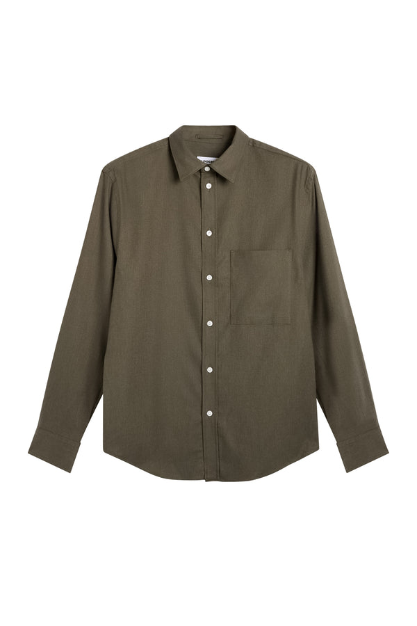 Zachary Flannel Melange Shirt / Forest Green Melange