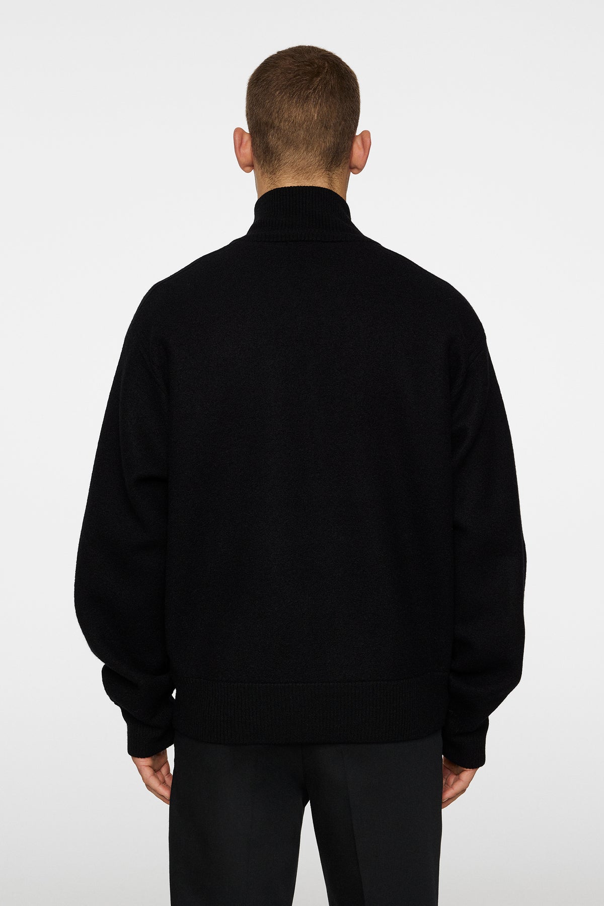 Bon Boiled Wool Quarter Zip / Black