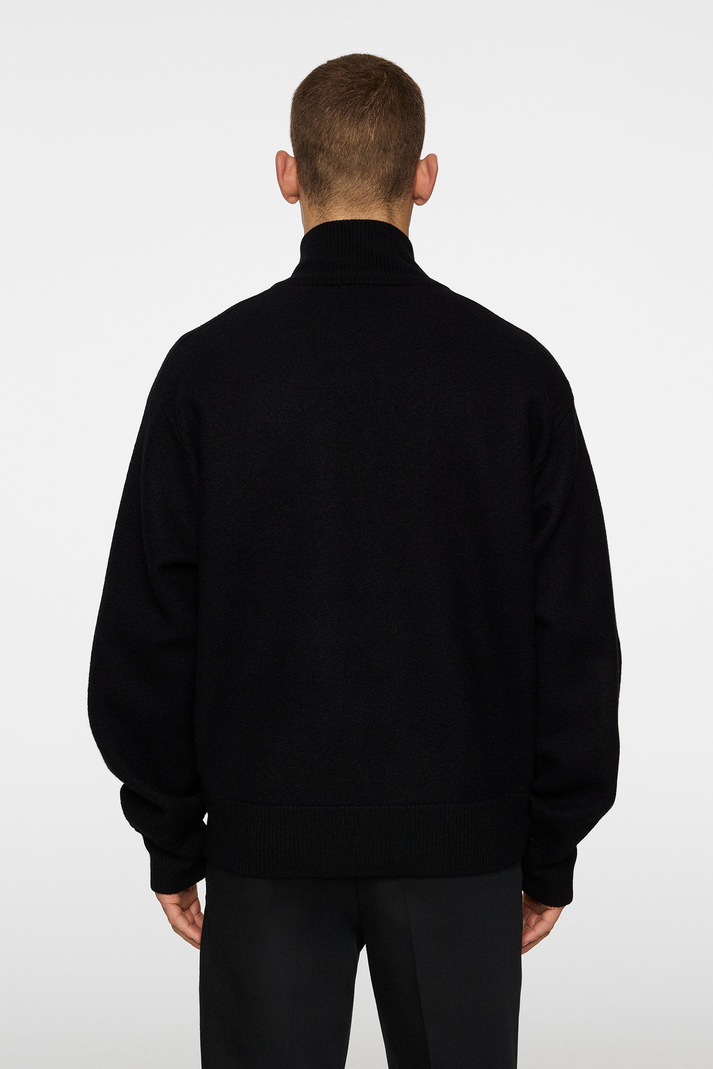 Bon Boiled Wool Quarter Zip / Black