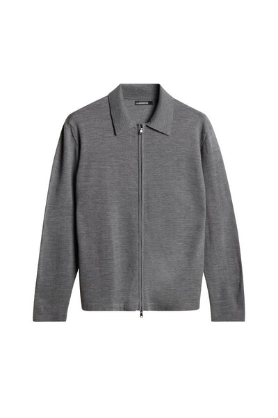 Kaleb Merino Zip Cardigan / Mid Grey Melange | J.Lindeberg Official