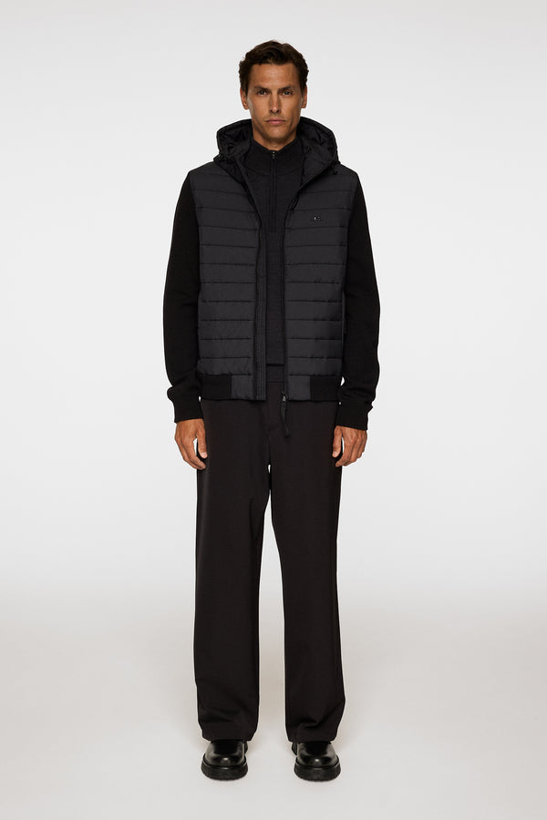 Thorn Hood Knit Hybrid Jacket / Black