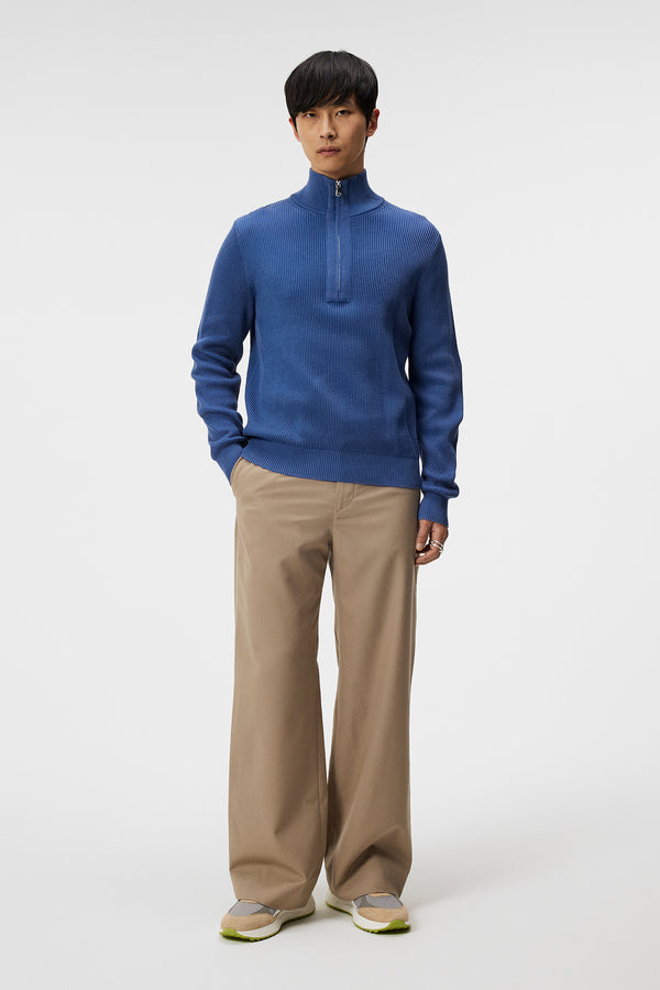 Alex Half Zip Knitted Sweater / Bijou Blue