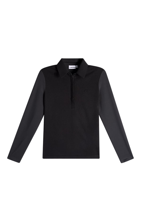 Kailey LS Hybrid Knit Polo / Black