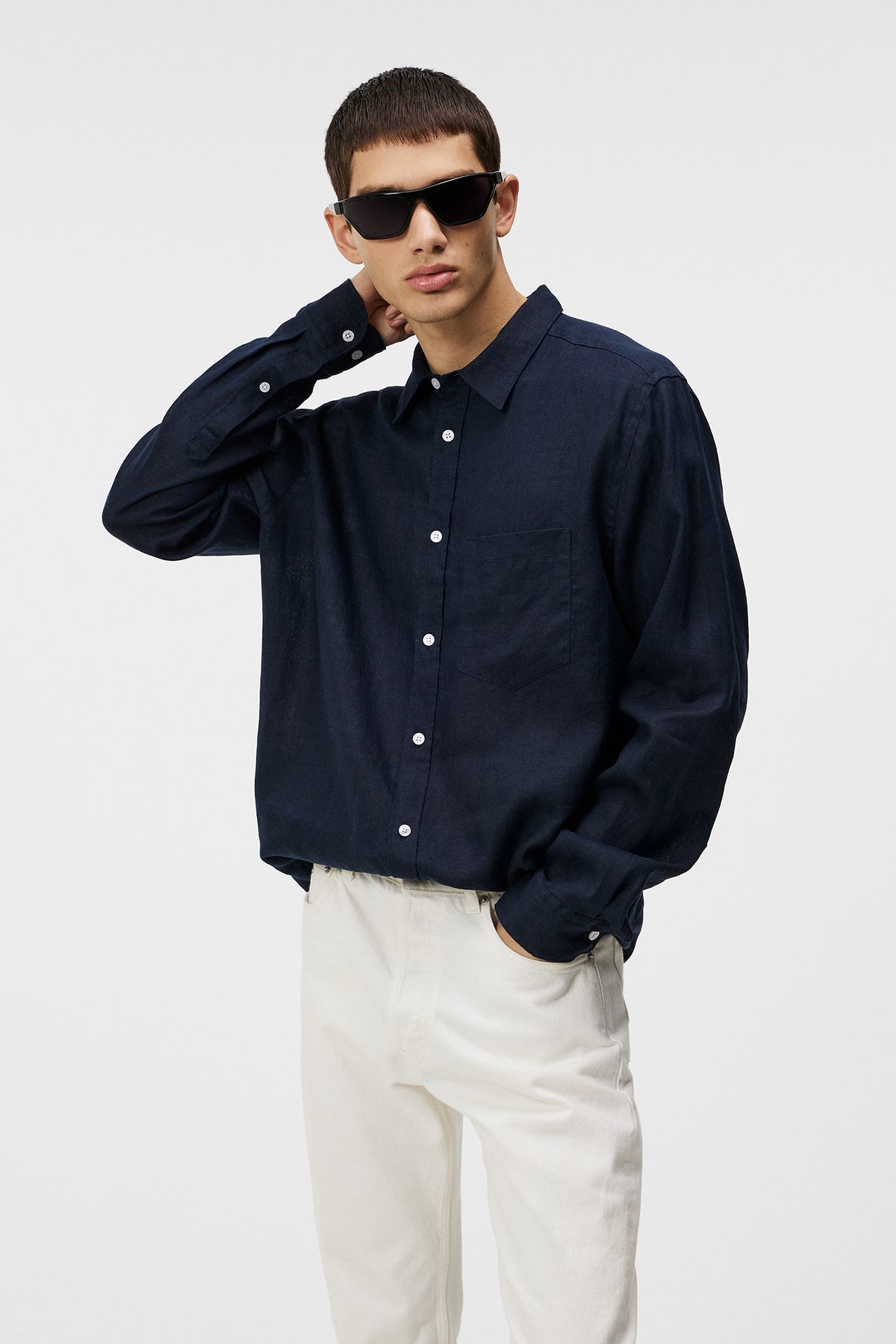 Reg LS Clean Linen Shirt / JL Navy