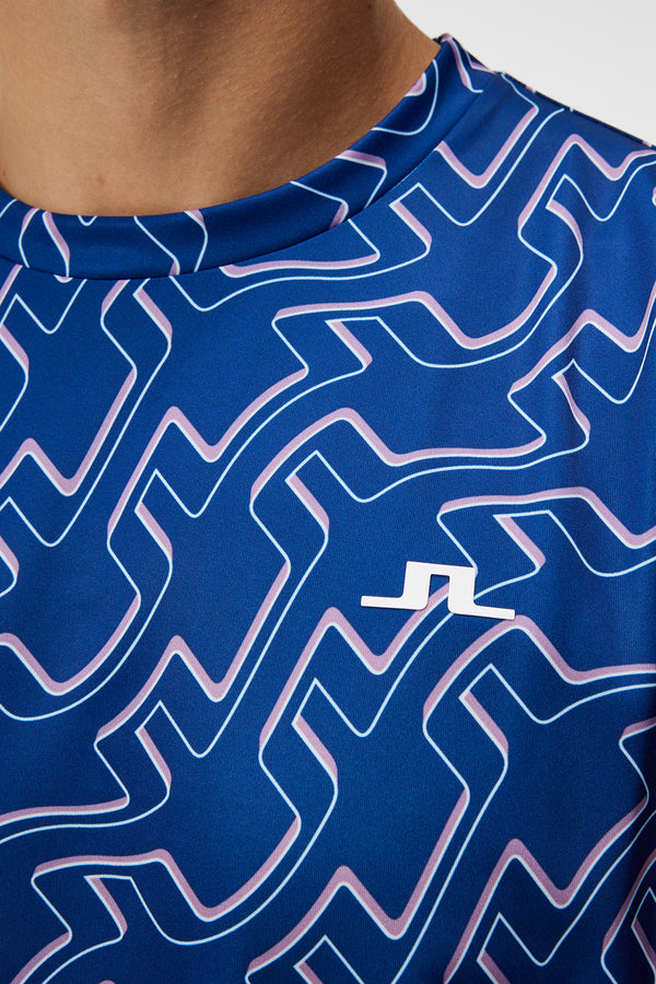 Ade Print T-shirt / Outline Bridge Wave Blue