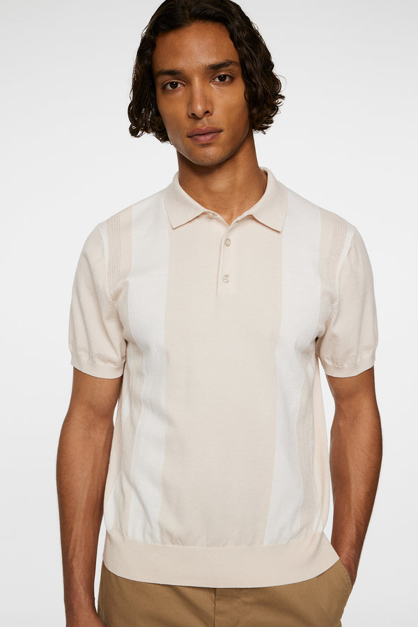 Reymond Stripe Knit Polo / Moonbeam