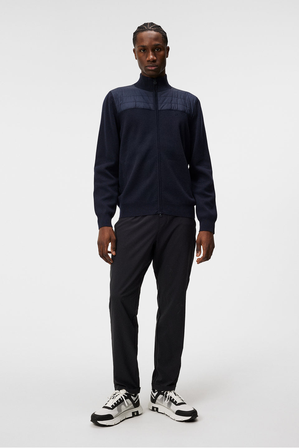 Bridge Knitted Hybrid Sweater / JL Navy