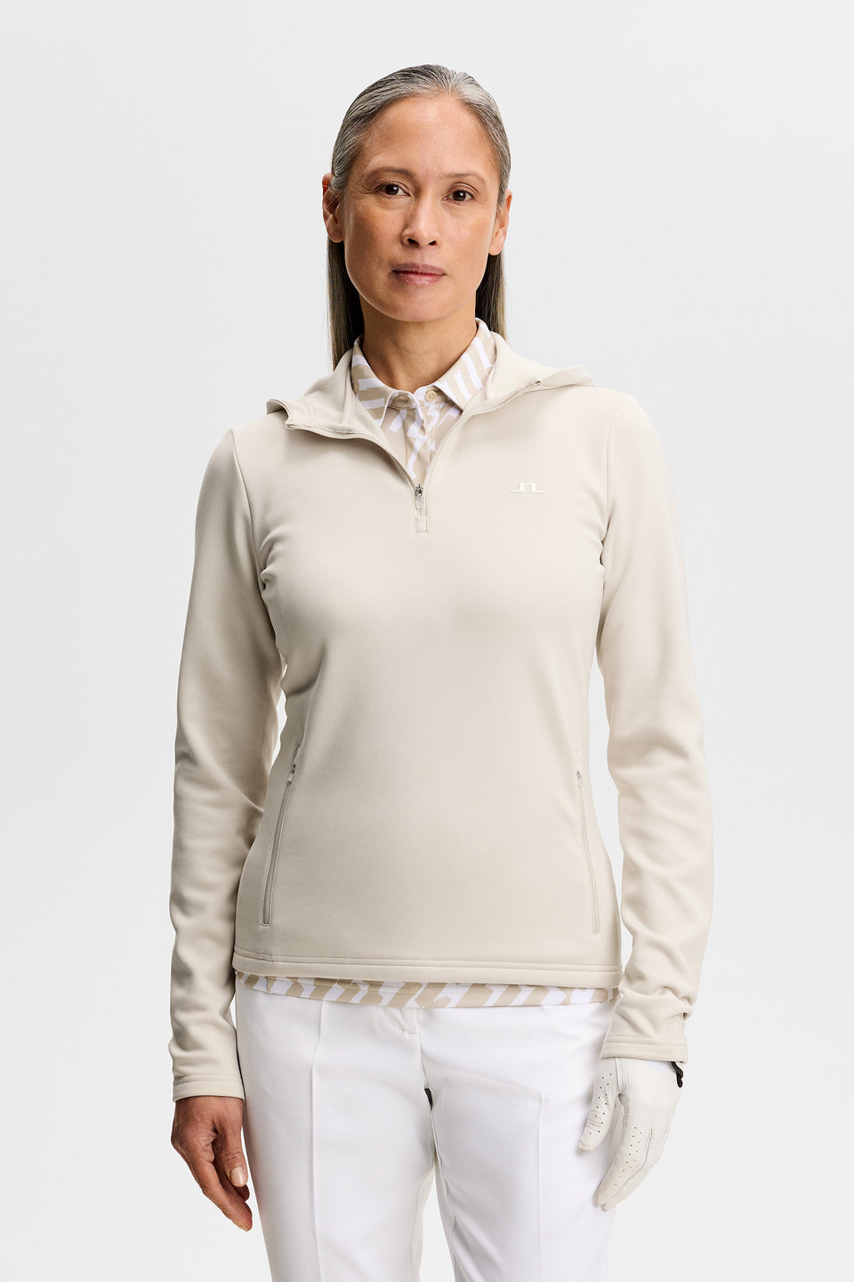 Aerielle Quarter Zip Hood / Moonbeam