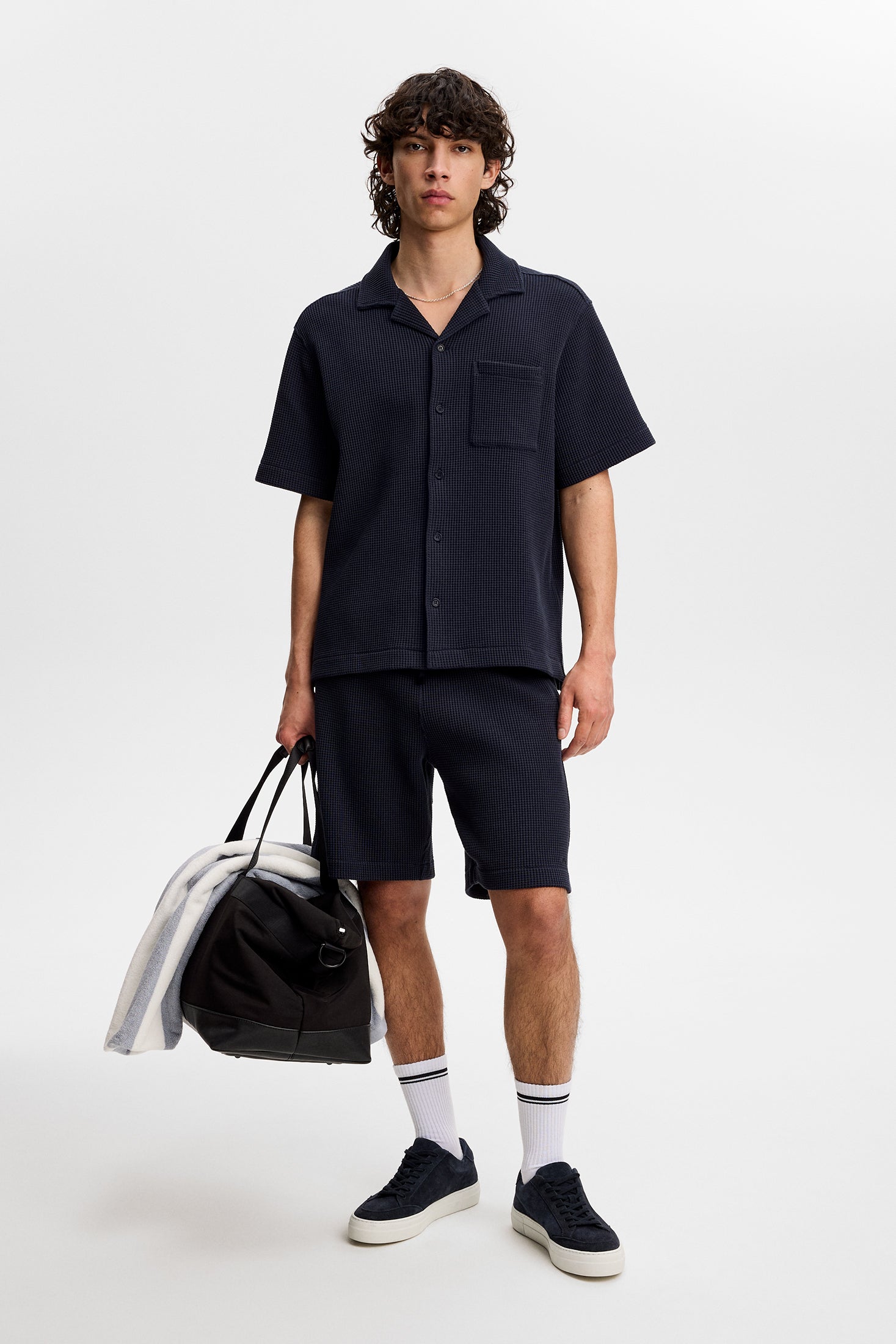 Theron Waffle Shirt / JL Navy | J.Lindeberg Official