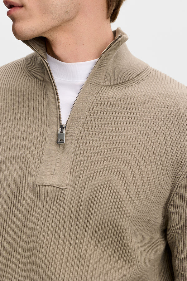 Alex Half Zip Knitted Sweater / Brindle