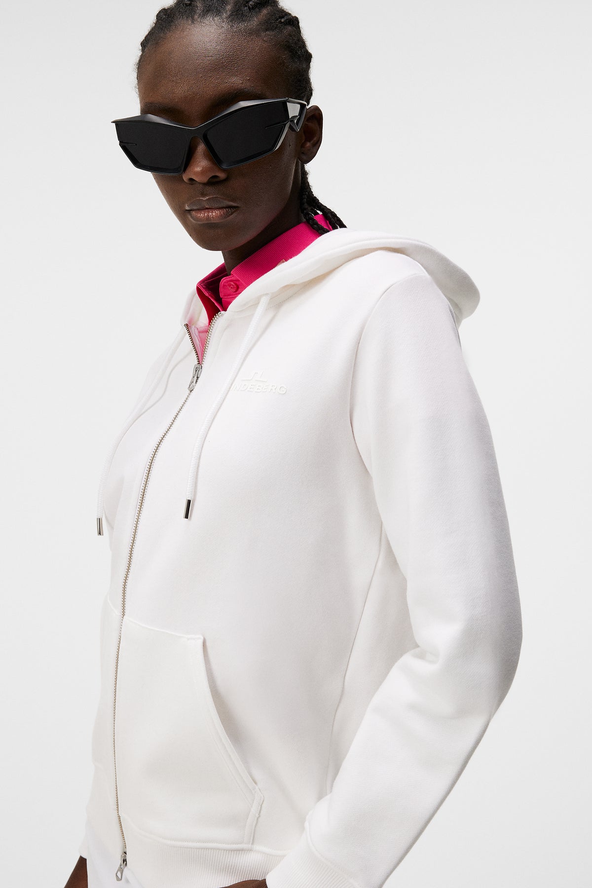 W Alpha Zip Hood / White