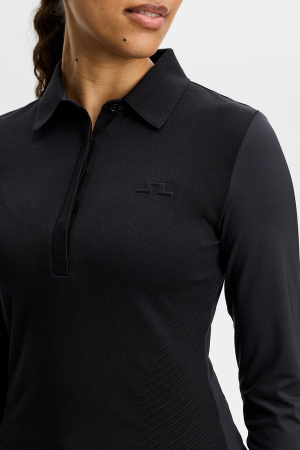 Kailey LS Hybrid Knit Polo / Black