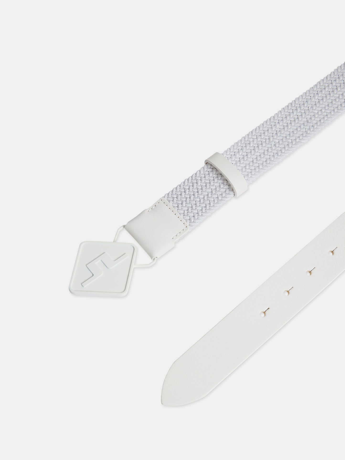 Diamond Ealstic  Leather Belt / White