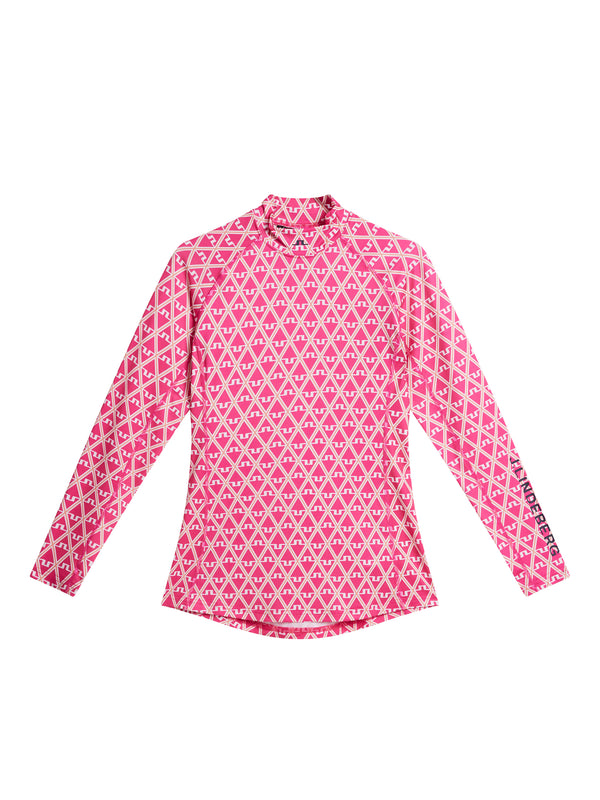 Asa Print Soft Compression Top / Geo Fuchsia Purple