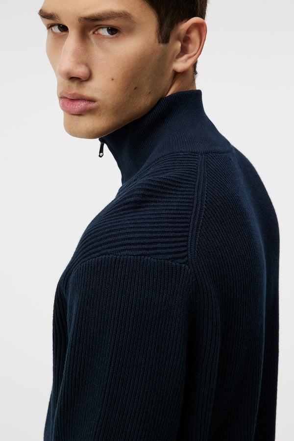 Alex Half Zip Knitted Sweater / JL Navy