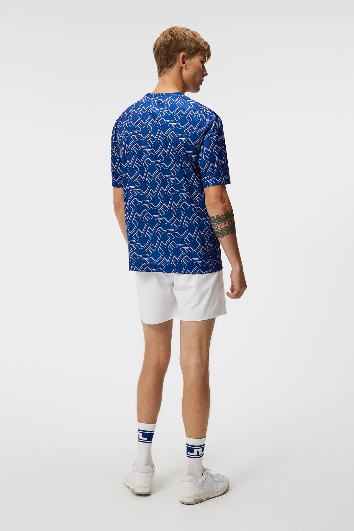 Ade Print T-shirt / Outline Bridge Wave Blue