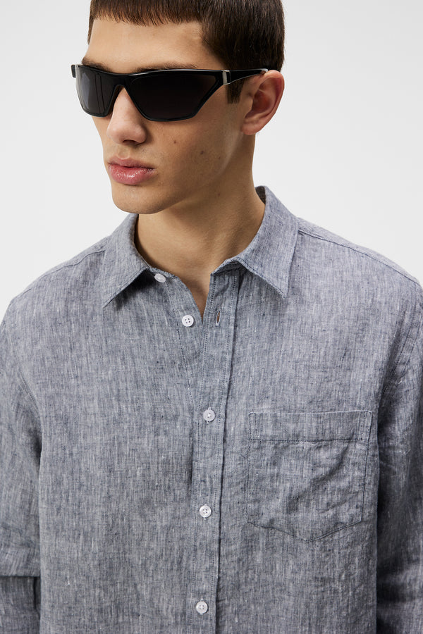 Slim LS Linen Melange Shirt / JL Navy