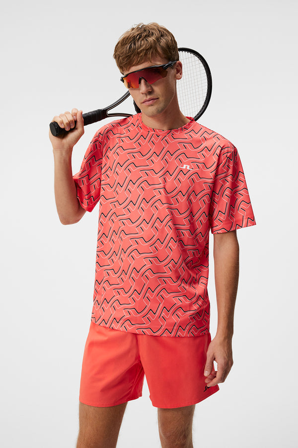 Ade Print T-shirt / Outline Bridge Wave Coral