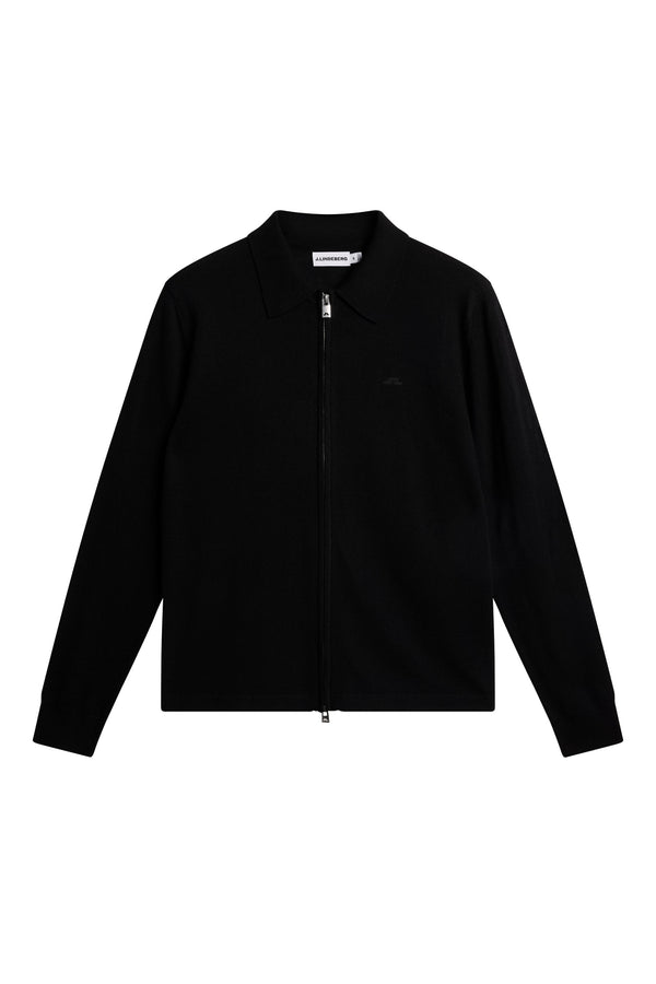 Kaleb Merino Zip Cardigan / Black