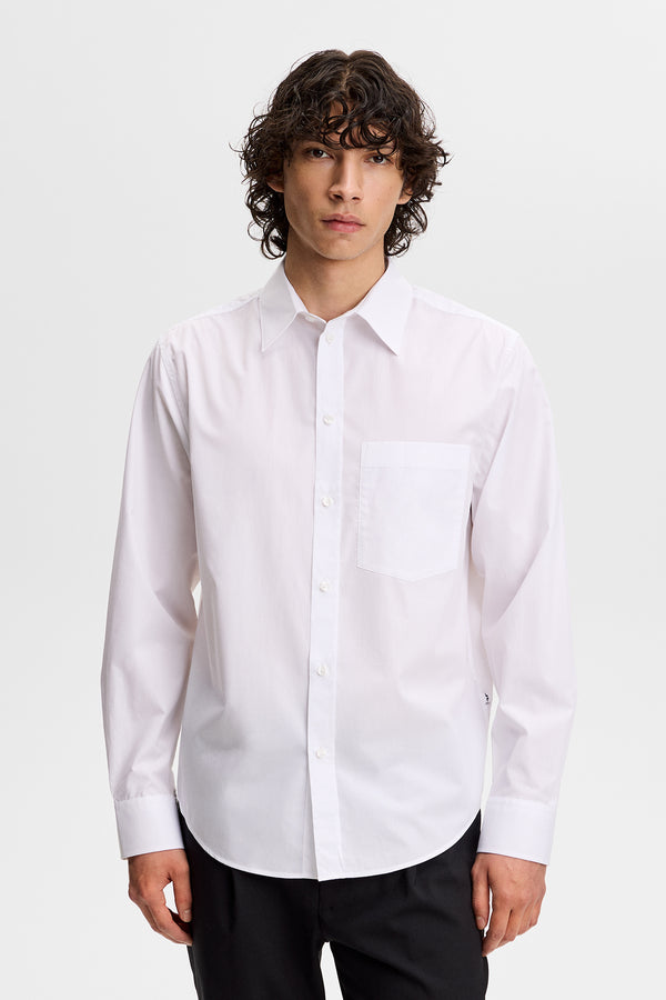 Zachary Cotton Solid Shirt / White