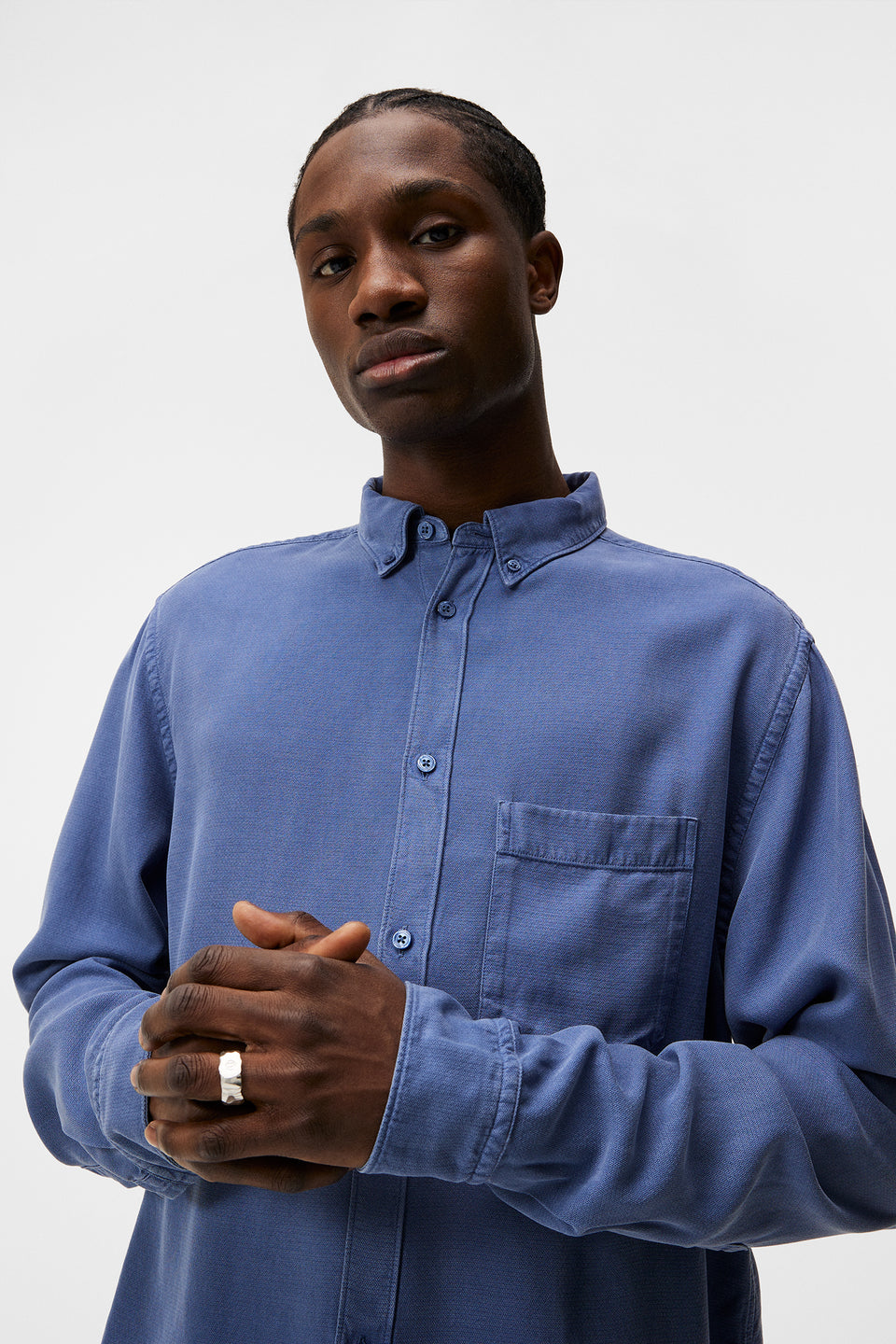 Reg LS Structure Tencel Shirt / Bijou Blue