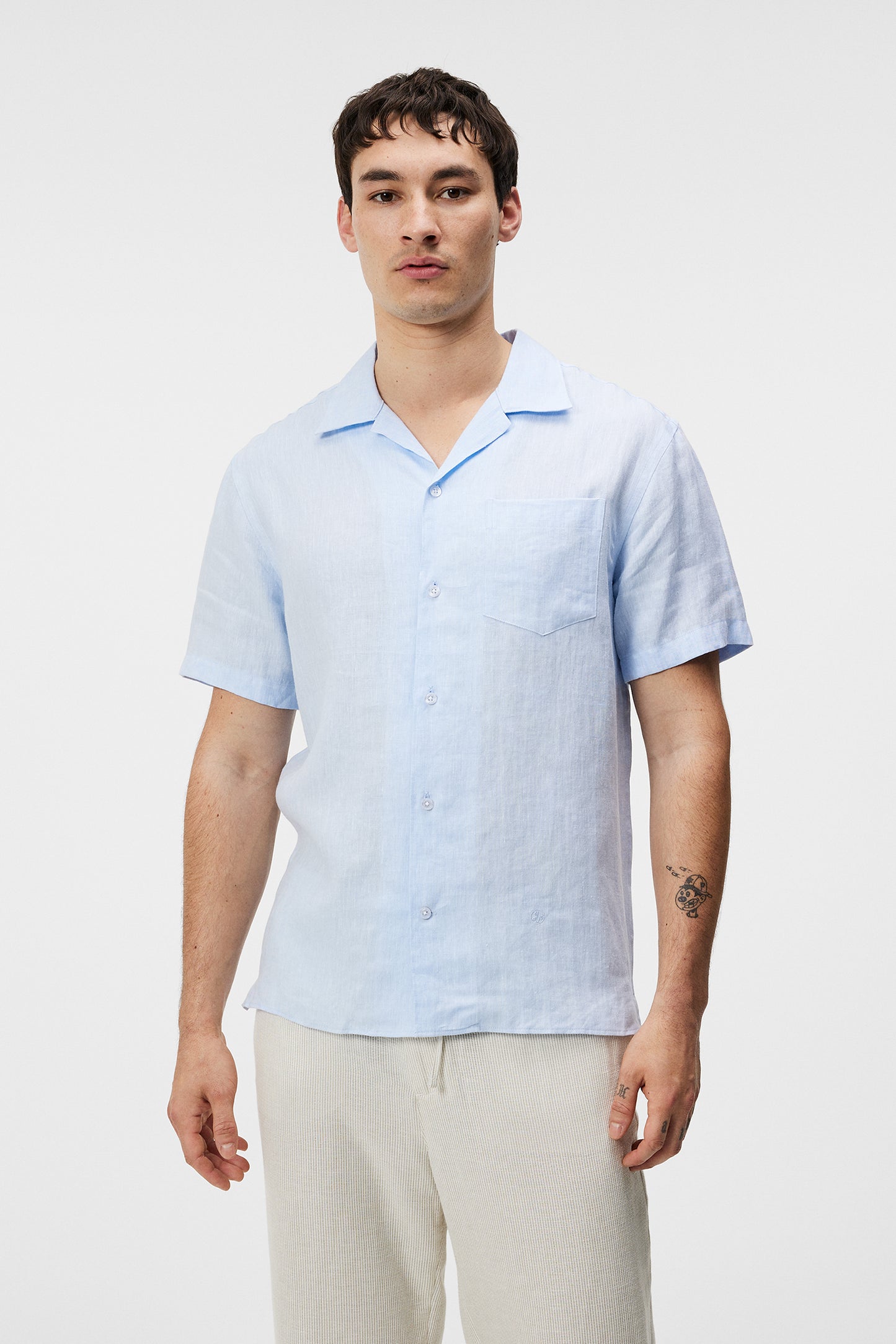 Elio Linen Melange Shirt / Chambray Blue
