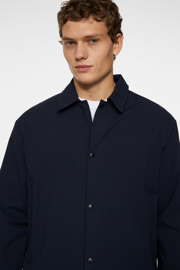 Celian Seersucker Overshirt / JL Navy
