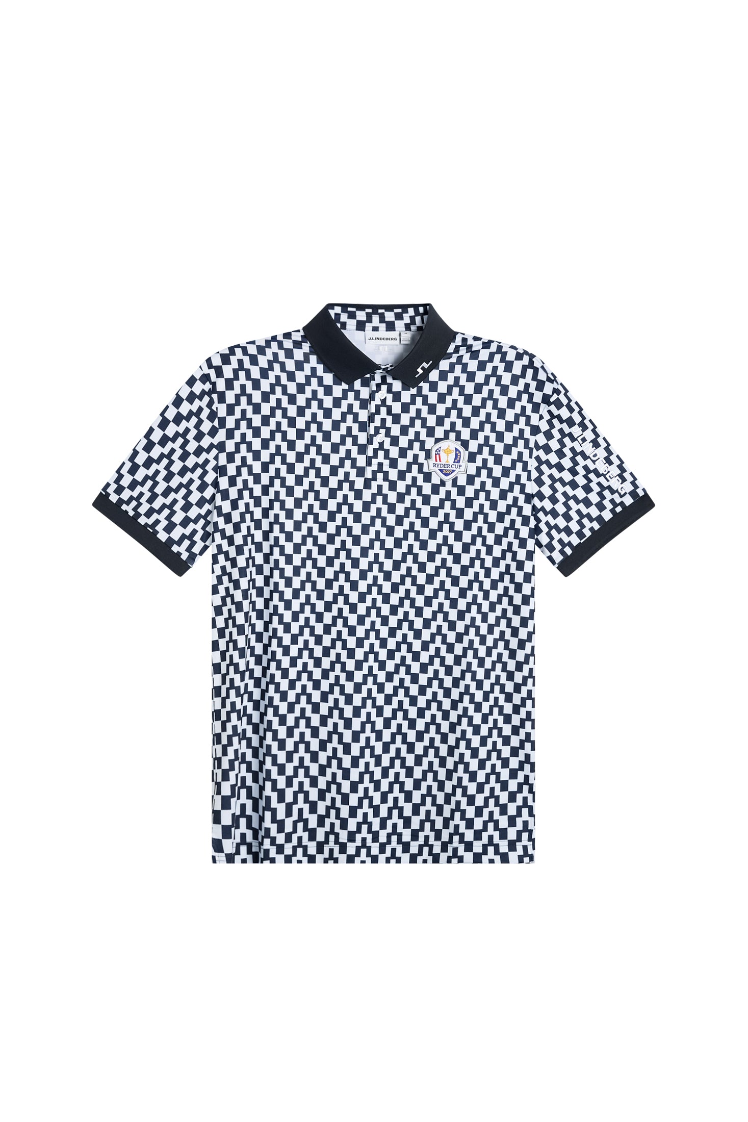 Tour Tech Polo Print / Bridge Stack White Navy M | J.Lindeberg