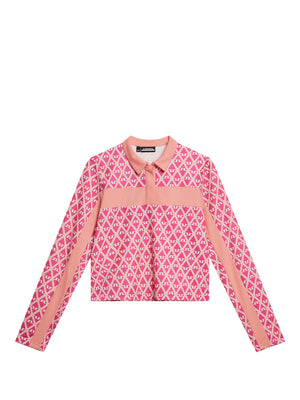 Zahara Long Sleeve Polo / Geo Fuchsia Purple