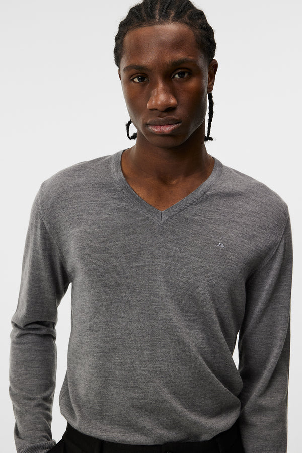 Lymann Merino V-neck Sweater / Grey Melange