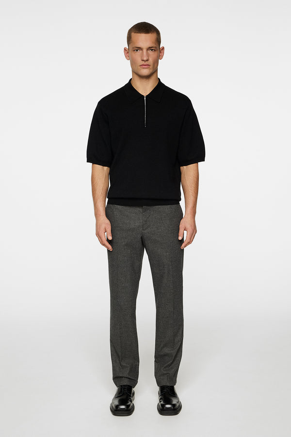 Tyler Quarter Zip Knit Polo / Black