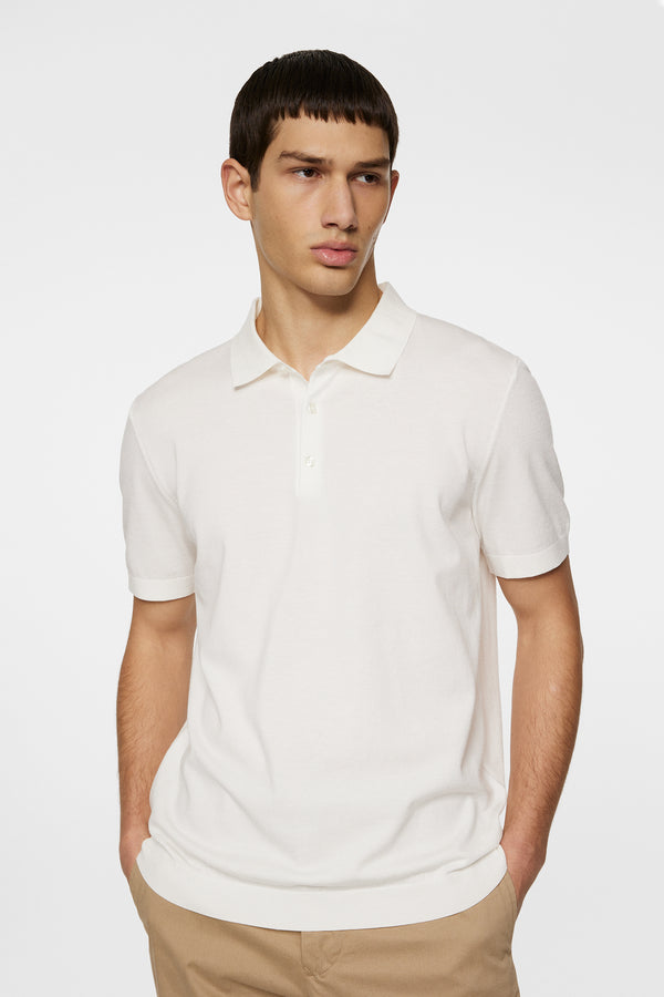 Ridge Knitted Polo / White