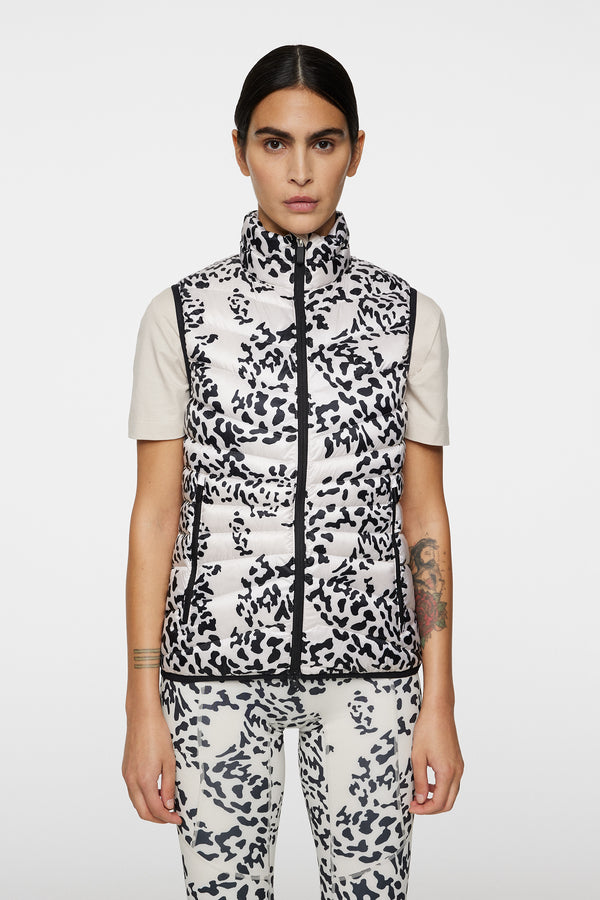 Lara Light Down Vest Print / Snake Rock Moonbeam M