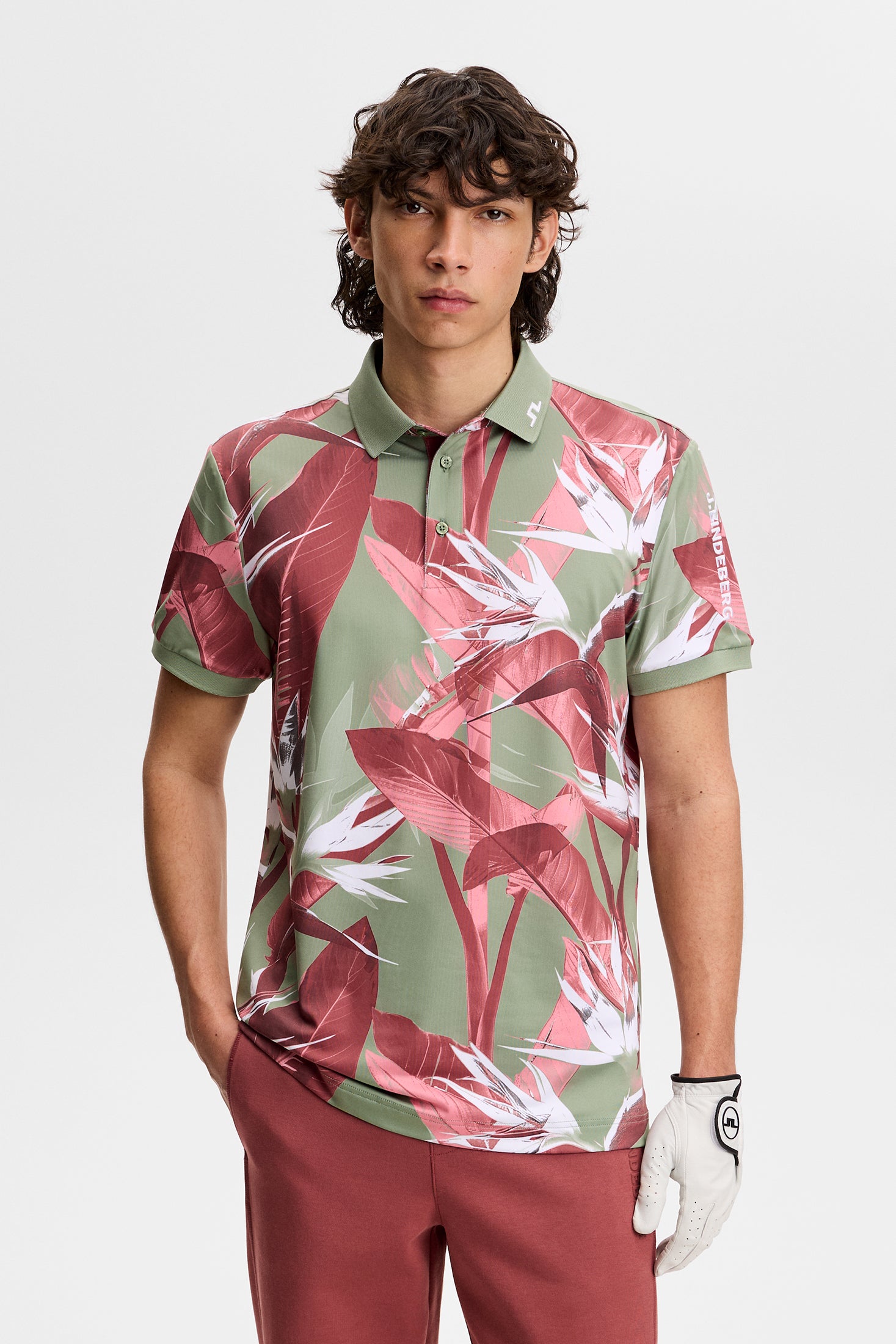 Tour Tech Print Polo / Paradise Hedge Green M – J.Lindeberg EU