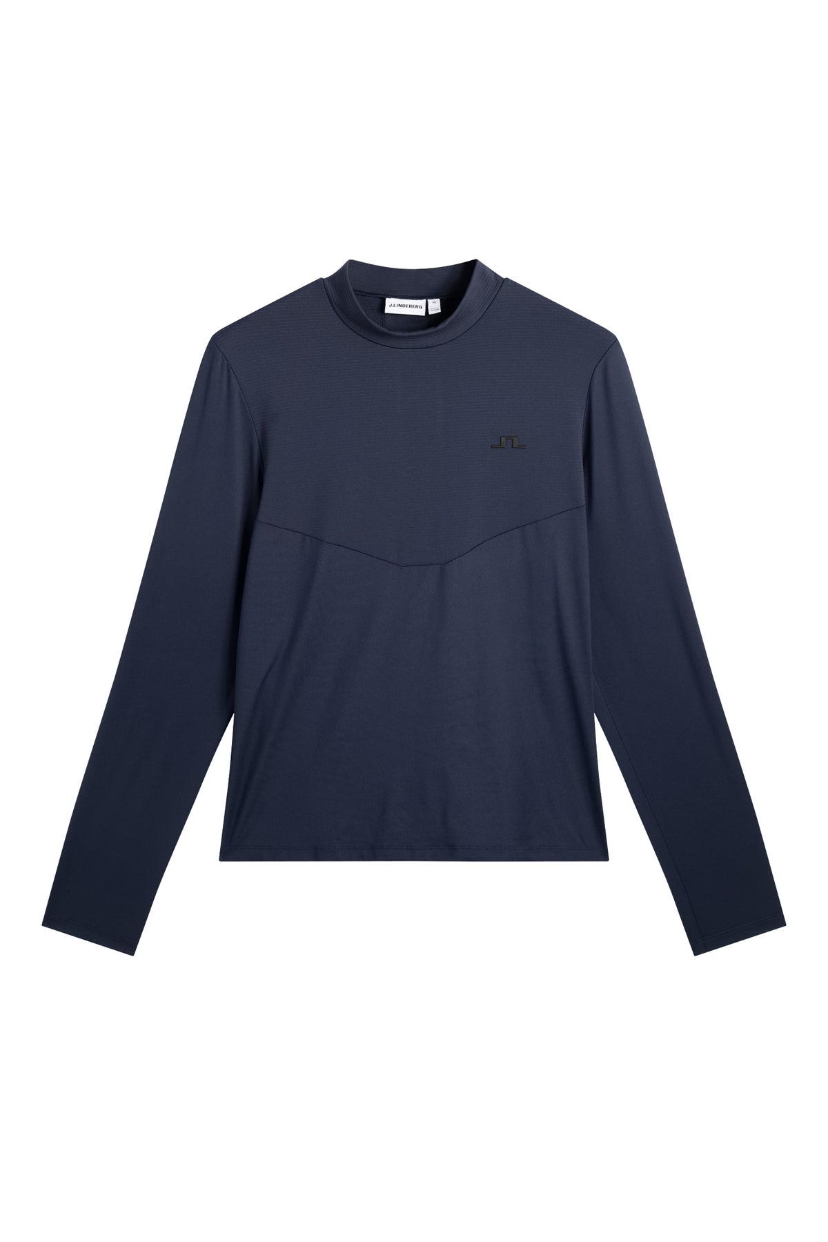 Front view: Zenit Baselayer Top in JL Navy with high neck, long sleeves, and Bridge logo on the chest.