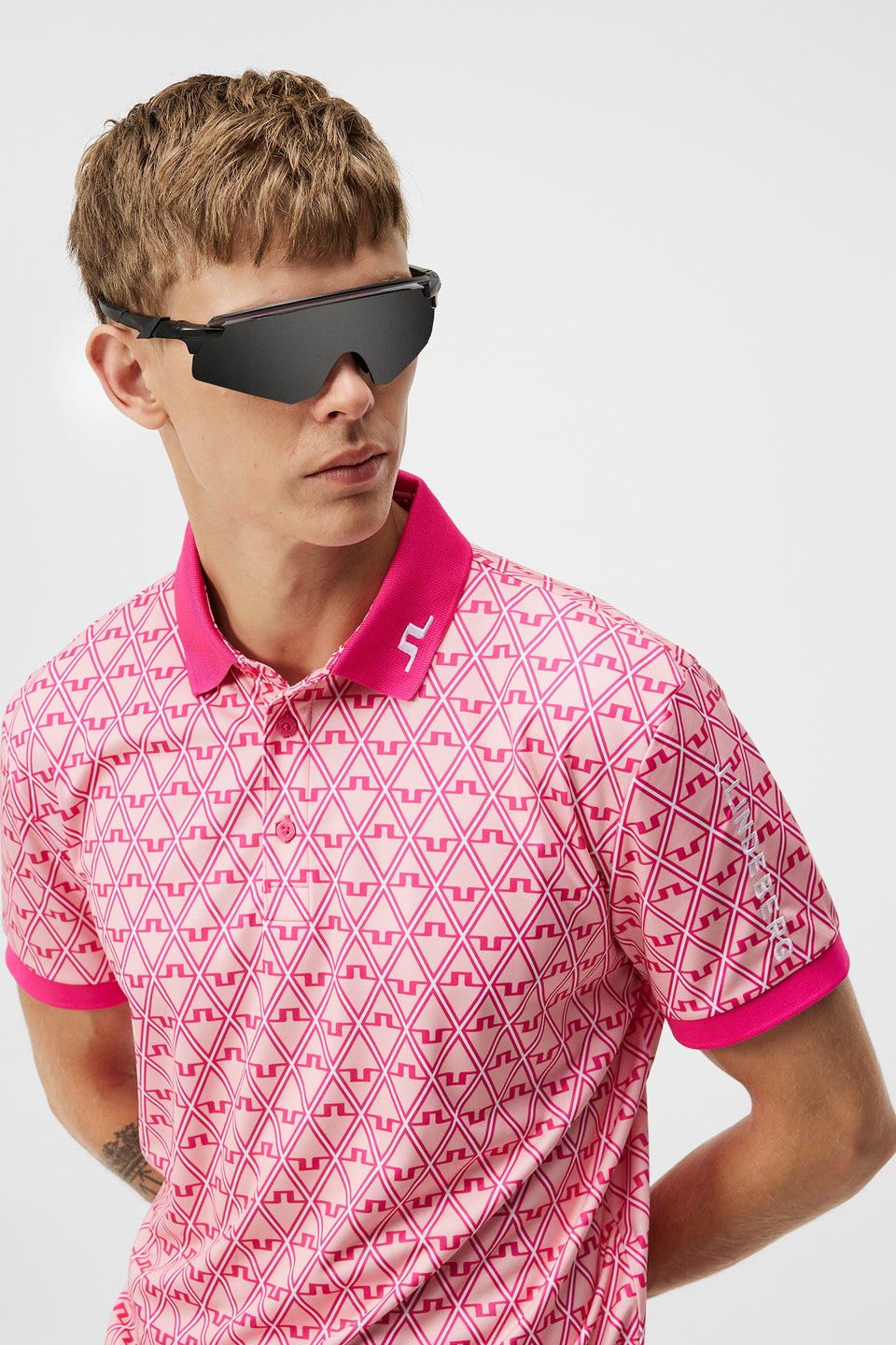 Tour Tech Reg Fit Print Polo / Geo Powder Pink