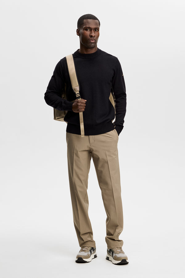 Chester Side Stripe Knit Crew / Black