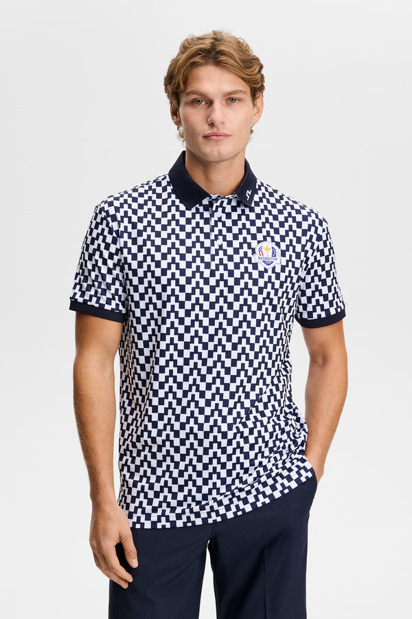 Tour Tech Polo Print / Bridge Stack White Navy M