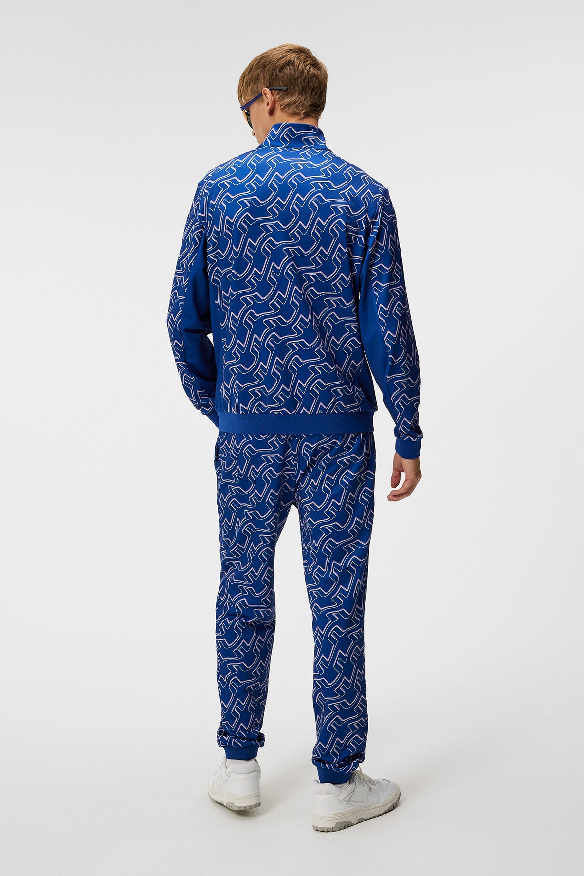 Callum Print Zip Jacket / Outline Bridge Wave Blue