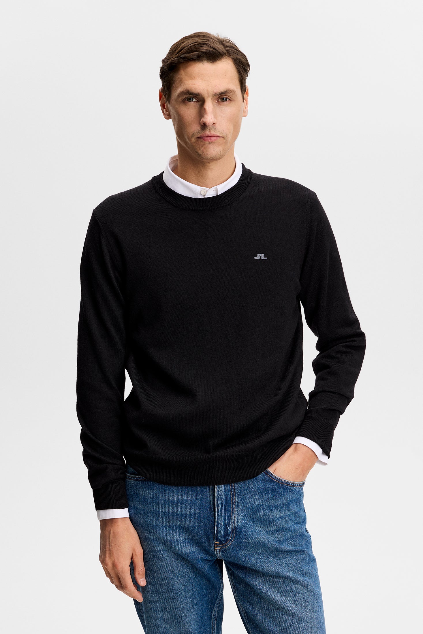 Keane Merino Crew Neck / Black | J.Lindeberg Official