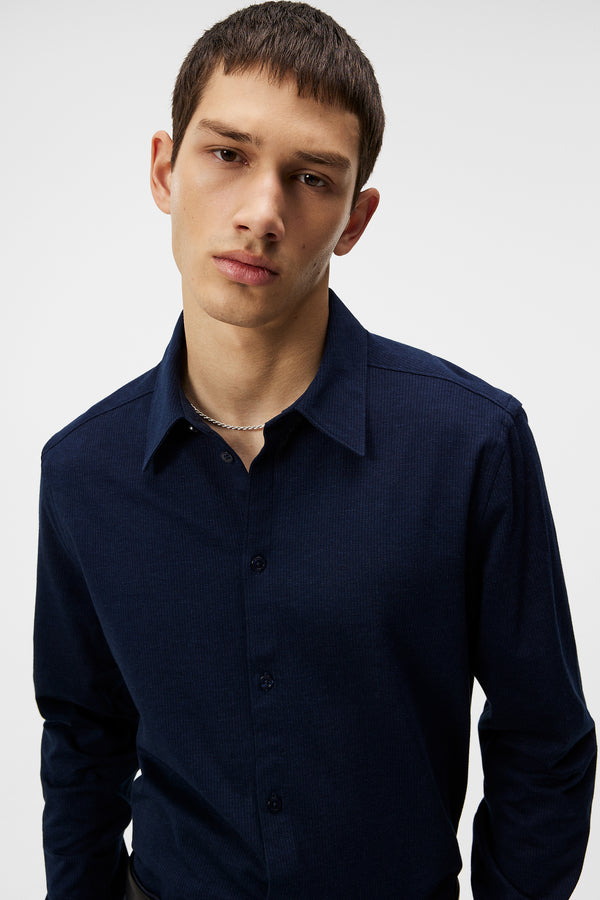Marlon LS Jersey Slim Shirt / JL Navy