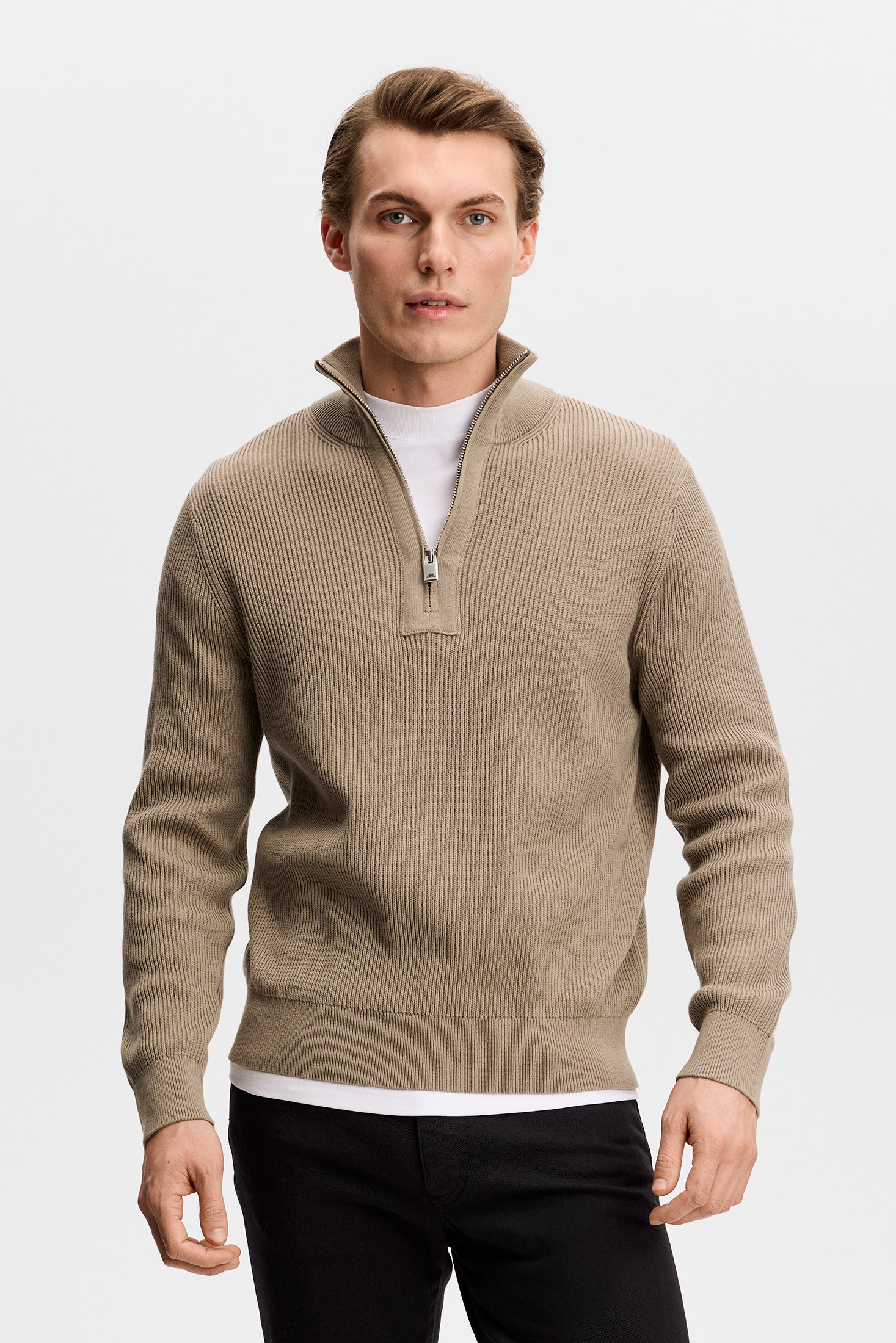 ニット+セーター Harf Zip Border Knit Pullover  TRUNC88 Trucker Half Zip Sweater – BRUNETTE The Label