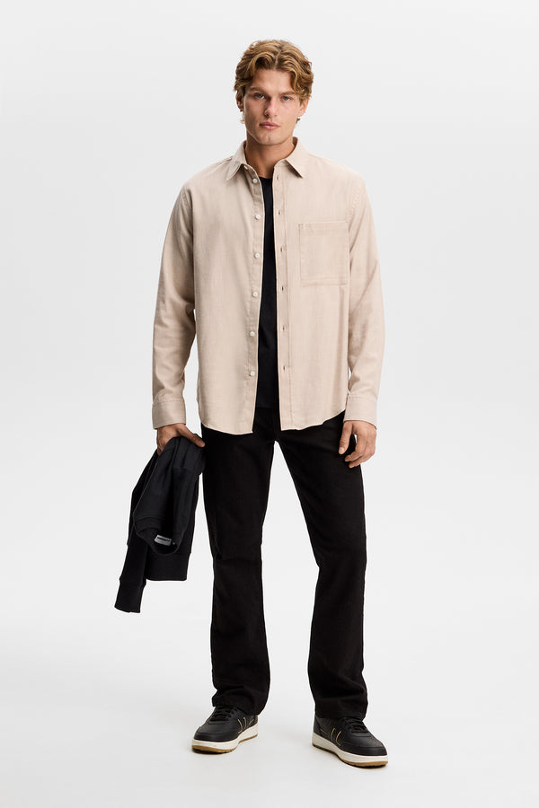 Zachary Flannel Melange Shirt / Moonbeam Melange