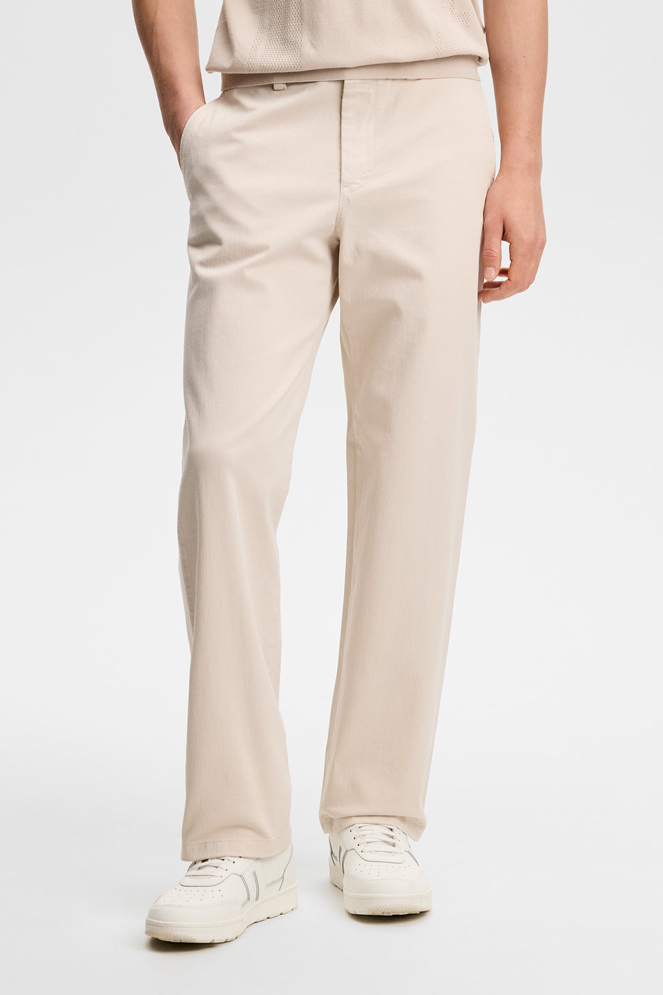 Devyn Straight Cotton Pants / Moonbeam