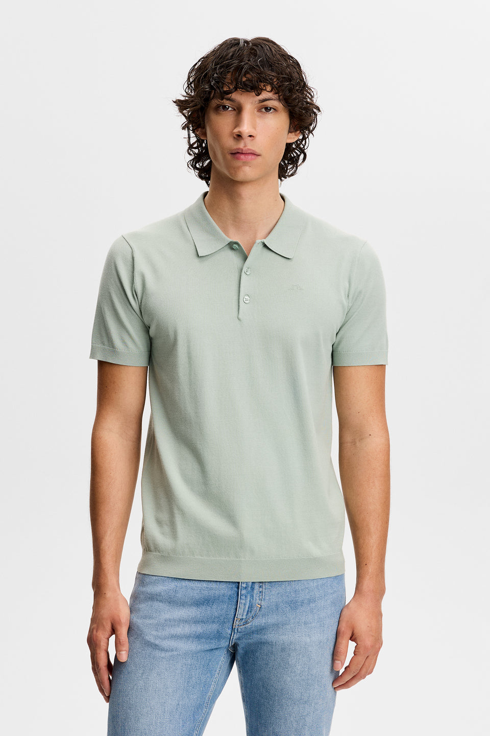Ridge Knitted Polo / Jadeite